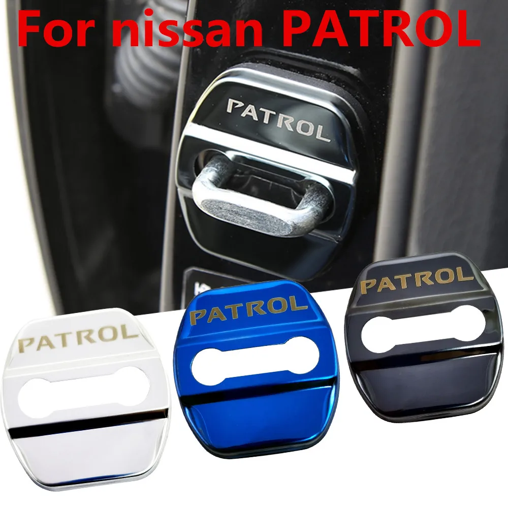 

FLYJ 4PCS Car Door Lock Car sticker cover Protect Buckle Cover Latch Stop Anti Rust For nissan PATROL Car accessories