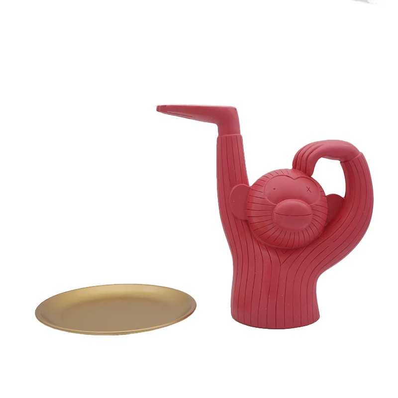  Cute Monkey Holding Plate Sculpture Ornaments Table Fruit Cake Snack Holder Party Desk Decoration D