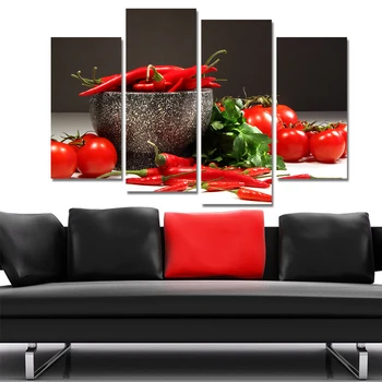 

Drop-shipping Canvas Print Still Life Painting Cuadros Decoracion Oil Painting Modular Wall Pictures for Kitchen Room 4 Pieces