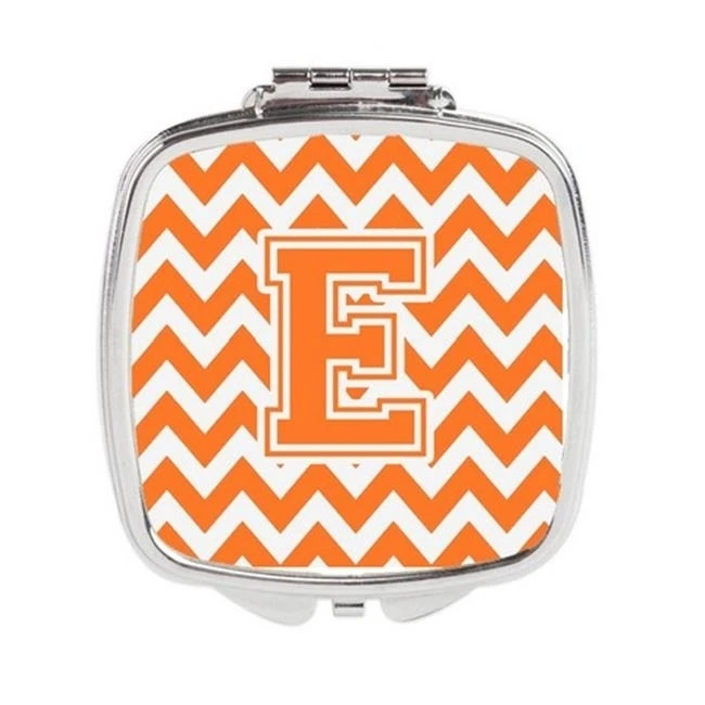 Carolines Treasures CJ1046-ESCM Letter E Chevron Orange & White Compact Mirror
