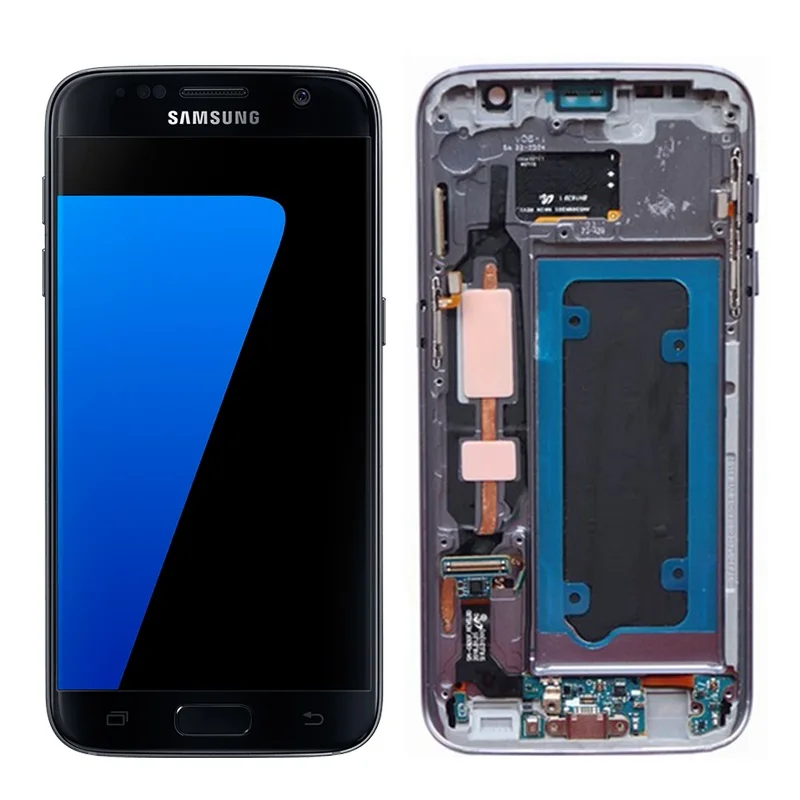 5,1 ''Замена для samsung Galaxy S7 G930 G930F G930FD SM-G930F ЖК-дисплей с сенсорным экраном дигитайзер с рамкой - Цвет: Black With Frame