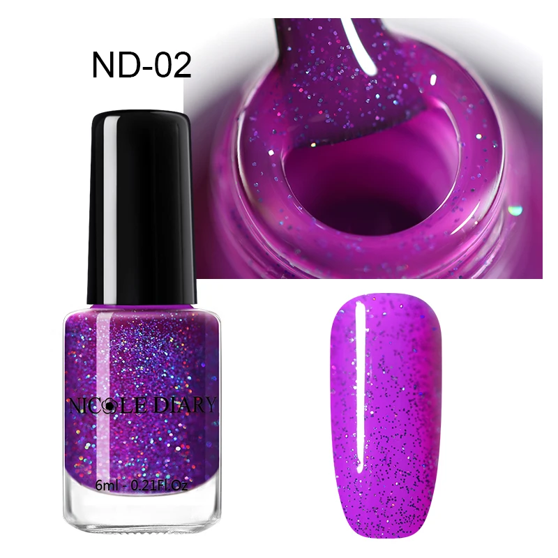 Glitter 02 NICOLE DIARY 73 цвета лак для ногтей красный серый блеск жемчужины для дизайна ногтей лак на водной основе маникюр лак для ногтей 6 мл - Цвет: Glitter 02