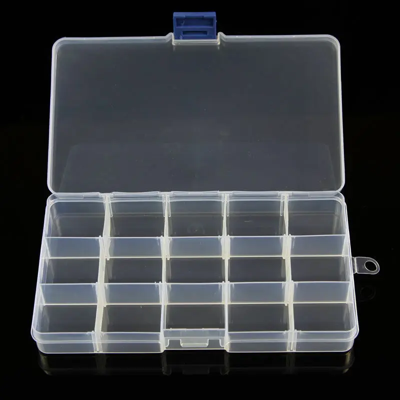 New Plastic 15 Slots Adjustable Jewelry Storage Box Case Craft Organizer Beads storage boxes