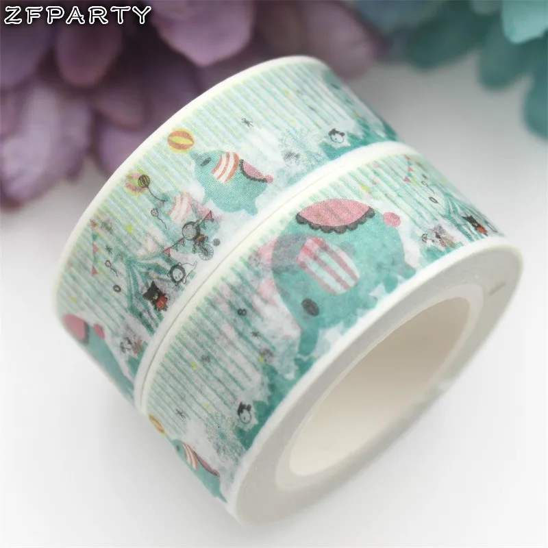 

ZFPARTY 15mm*10m Adhesive Tape for Scrapbooking DIY Craft Sticky Deco Masking Japanese Paper Washi Tape Lovely Elephant