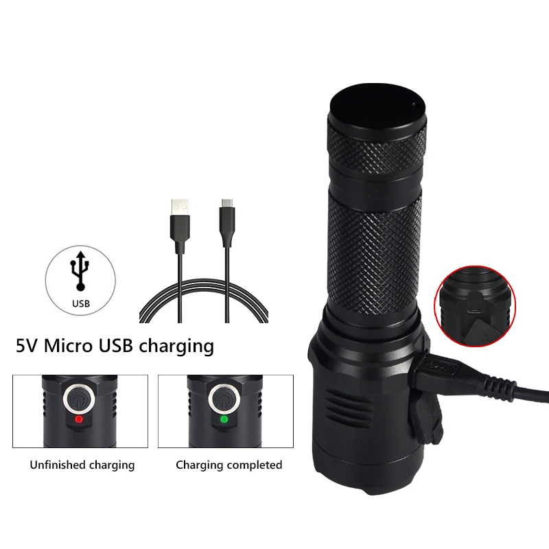 Работа светодиодный фонарик с сильный магнит cree xm l2 usb факел 18650