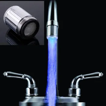 

LED Light Water Faucet Tap Heads Temperature Sensor RGB Glow LED Shower Stream Bathroom Shower faucet Blue Kitchen Accessories