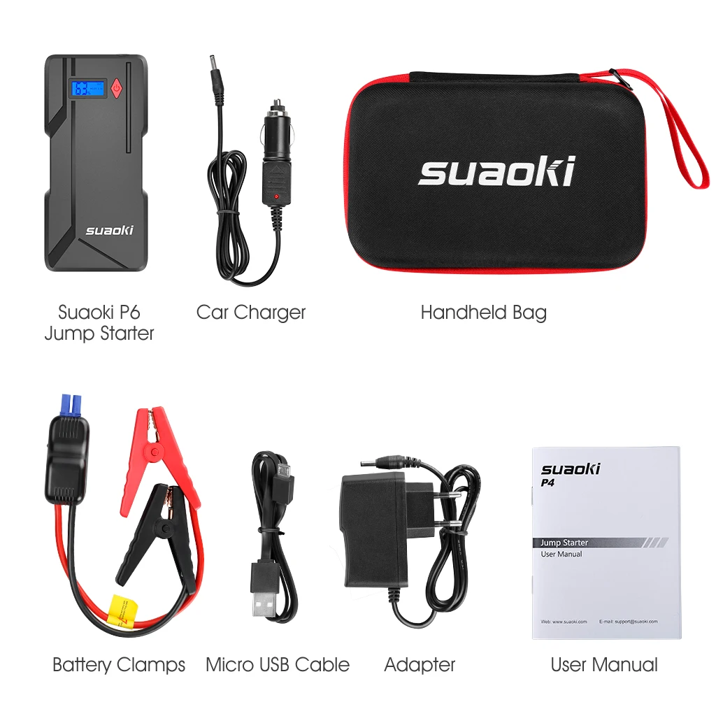 Suaoki P6 автомобильный стартер 800A Max для 6.0L газа/5.0L дизельных двигателей автомобиля двойной USB телефон зарядное устройство фонарик перезаряжаемый аккумулятор