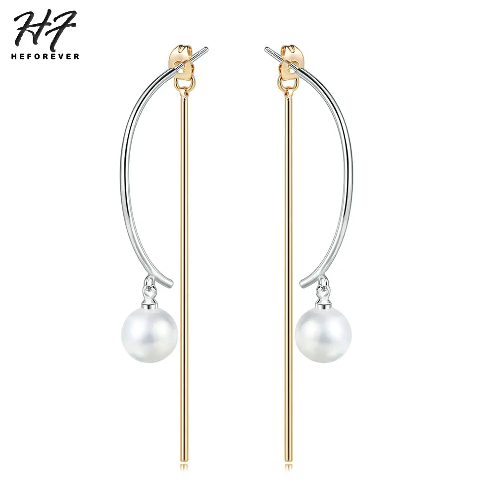 

Delicate Personality Simple Line Earring For Women Temperament Accession Imitation Pearls Fashion Jewelry For Daily E211 E212