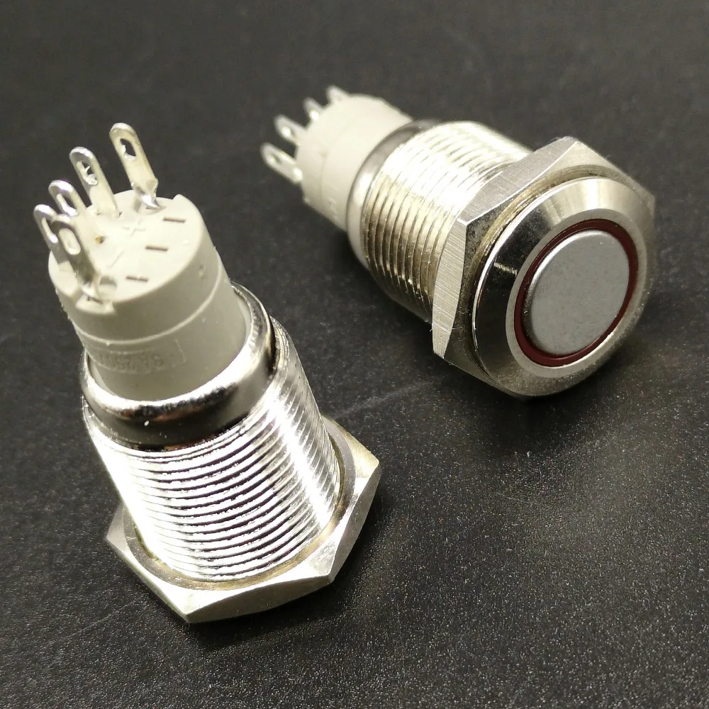 

5 pieces 16mm momentary 1NO1NC 3V 6V 12V 24V 220V Green Blue White Red Yellow Orange electric Switch