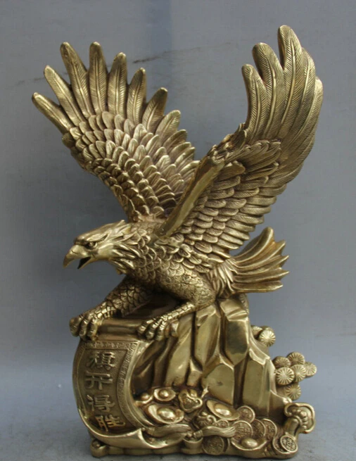 

zhanghua2663++18" China Brass Wealth eagle king of birds triumphant in the first battle Statue