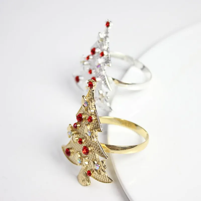 6 шт./лот золото/серебро Рождественская елка салфетка с узором кольцо горный