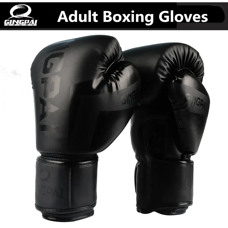 

Good Quality Black adult kick boxing gloves muay thai luva de boxe Training fighting men women boxing gloves Grappling MMA glove