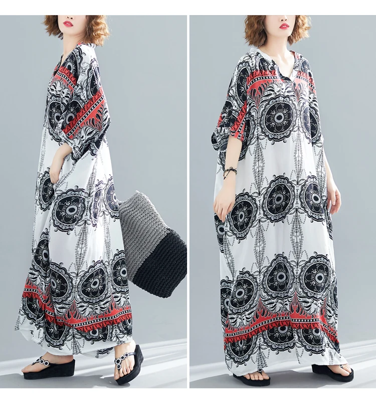 Boho Dress Bohemian Oversize Women Dress Summer Elegant Plus Size Long Maxi Dresses for Women Beach Casual Vestidos Mujer 2019  6