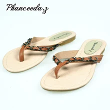 New 2018 Summer Style Flip Flops Zapatos Mujer Fashion Beach Flat Shoes Woman Sandals Chain Slippers Casual Size 5-10