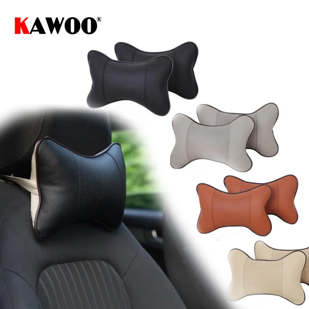 

KAWOO 1PC Mini PU Leather 4 Seasons Universal Car Headrest Support Neck Pillow For Auto Car Seat Headrest Cushion Pad 4 Colors