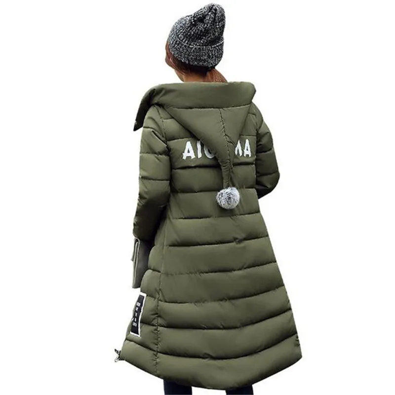 Новая зимняя стеганая куртка большого размера Женская Толстая теплая длинная хлопковая стеганая куртка с капюшоном тонкое зимнее пальто
