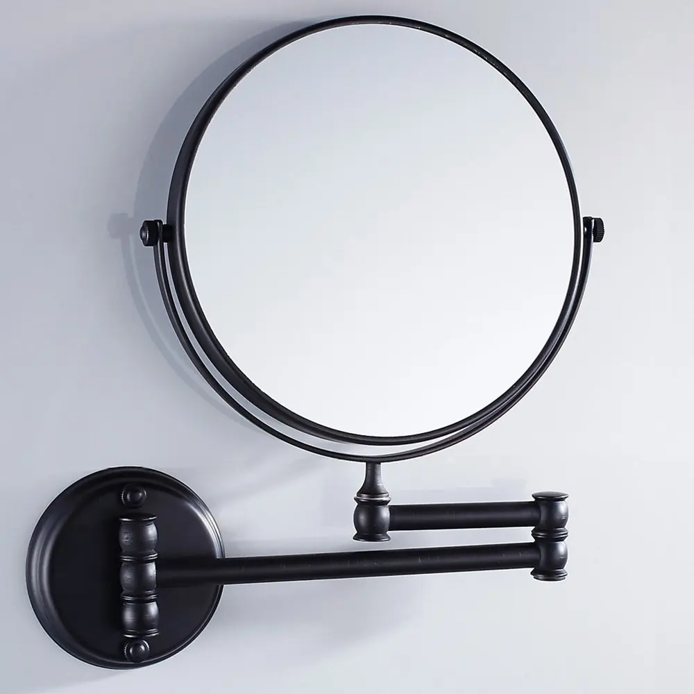 Matte Black Finish 8 Inch Solid Brass Bathroom Vanity Mirror Folding