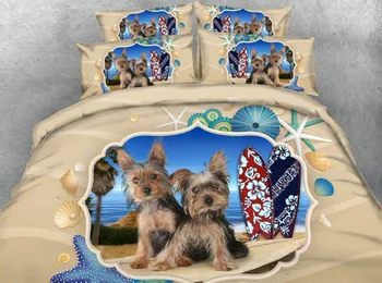 

Dog Bedding set Luxury Beach Comforter sets Super King Queen size 3D quilt duvet cover bed in a bag sheet linen Full Twin 5PCS