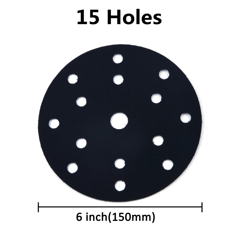 POLIWELL 1 шт. 6 ''150 мм отверстия ультра-тонкий интерфейс буферные площадки крюк и петля шлифовальный коврик защита самоклеющиеся абразивные материалы - Цвет: 6 inch 15 holes