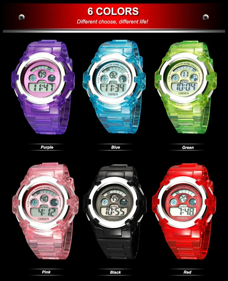 OHSEN Children Watch Fashion Casual Watches Quartz Wristwatches Waterproof Jelly Kids Clock boys Hours girls Students Wristwatch (31)