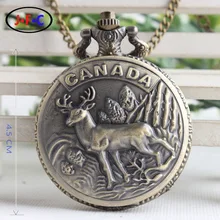 Canadian natural scenery – Elk and mountains Watch Limited Edition commemorative flip male ladies quartz pocket watch DS109