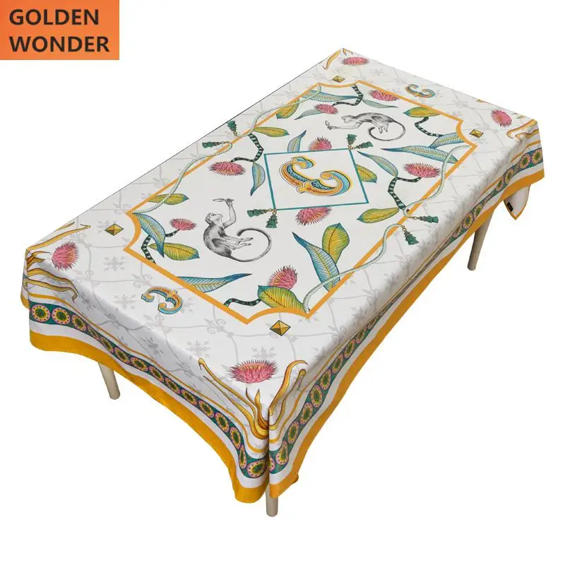 

European Luxury Short Velvet Table Cloth Gold White Table Clothes Dinner Table Decoration High Grade Custom Made