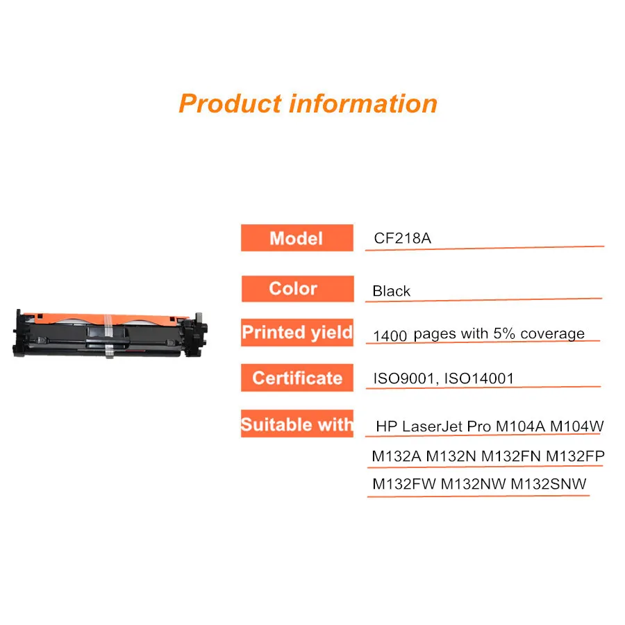 Американская классификация проводов 2р совместимый картридж с тонером для принтера для hp CF218A CF218 218 18A 218A LaserJet Pro M104a M104w 104 132 132a M132fn M132fp M132fw M132nw