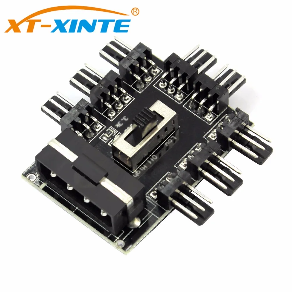 

Computer Cooling 1 to 8 4Pin/SATA Molex Cooler Fan Hub Splitter Cable PWM 3Pin Power Supply Adapter 2 Level Speed Controller