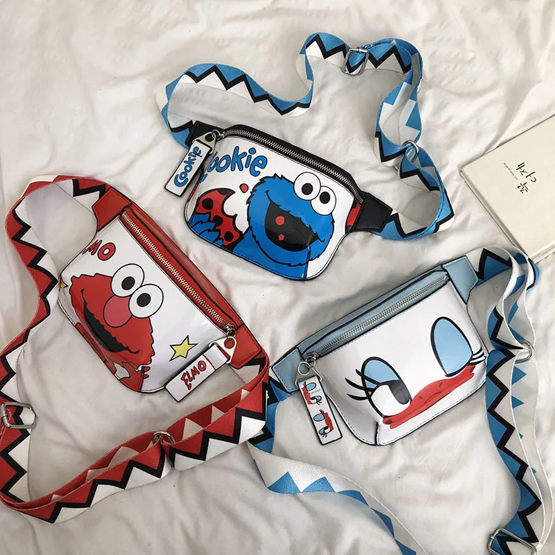 لطيف الكرتون الخصر حقيبة الحقيبة النساء حزمة مراوح حزام أكياس كوكي الفتيات عارضة السفر Crossbody حقيبة صدر للرجال 2019 الاطفال الخصر حزم