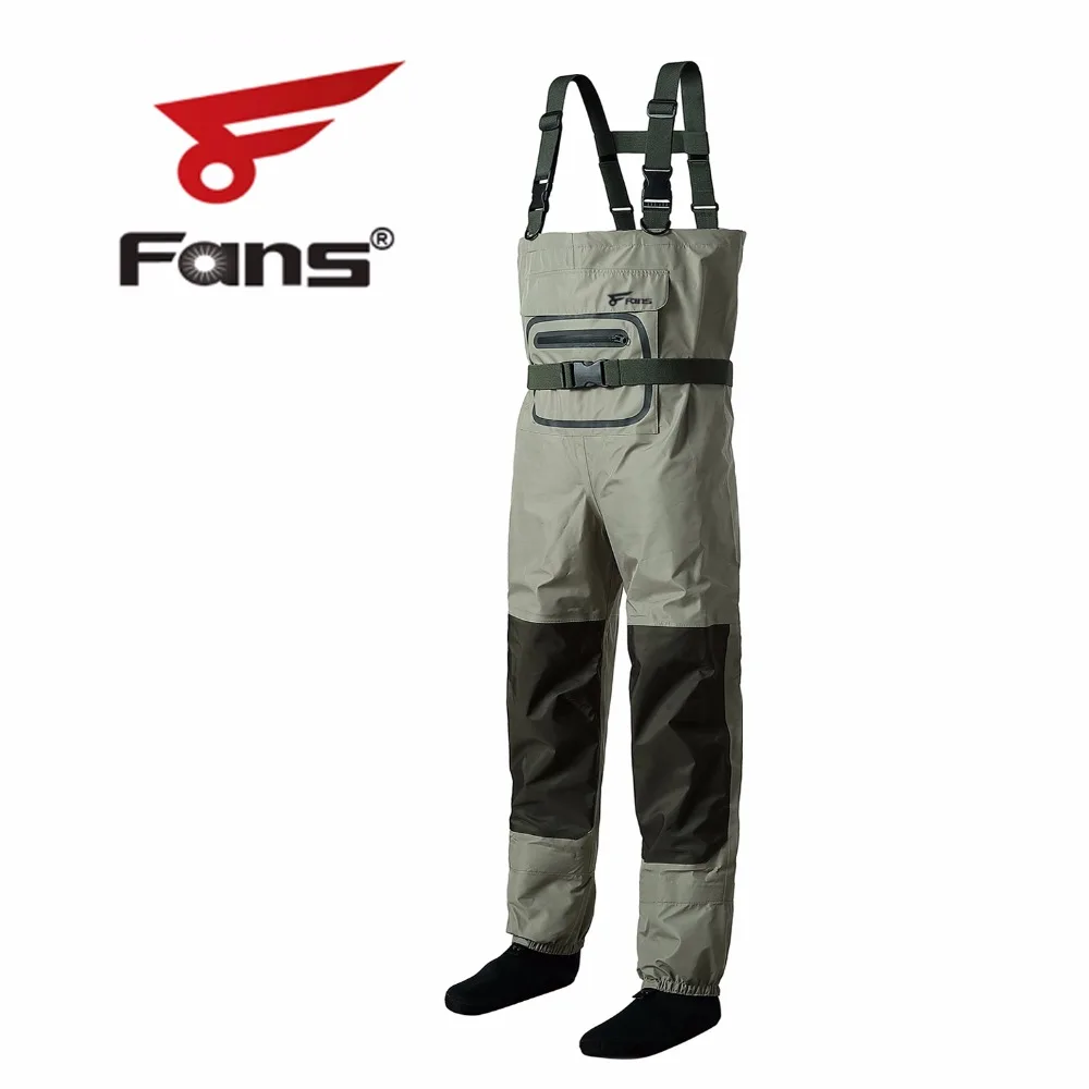 

Fans Outdoor 2-Tone Fly Fishing Chest Waders Breathable and Waterproof Fishing & Hunting Waders With Stocking Foot
