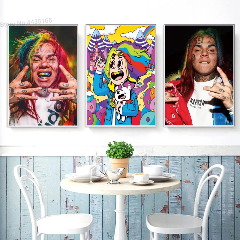

Tekashi 6ix9ine Singer Poster Nicki Minaj Posters and Prints Wall Art Decoration Canvas Painting for Living Room Home Decor