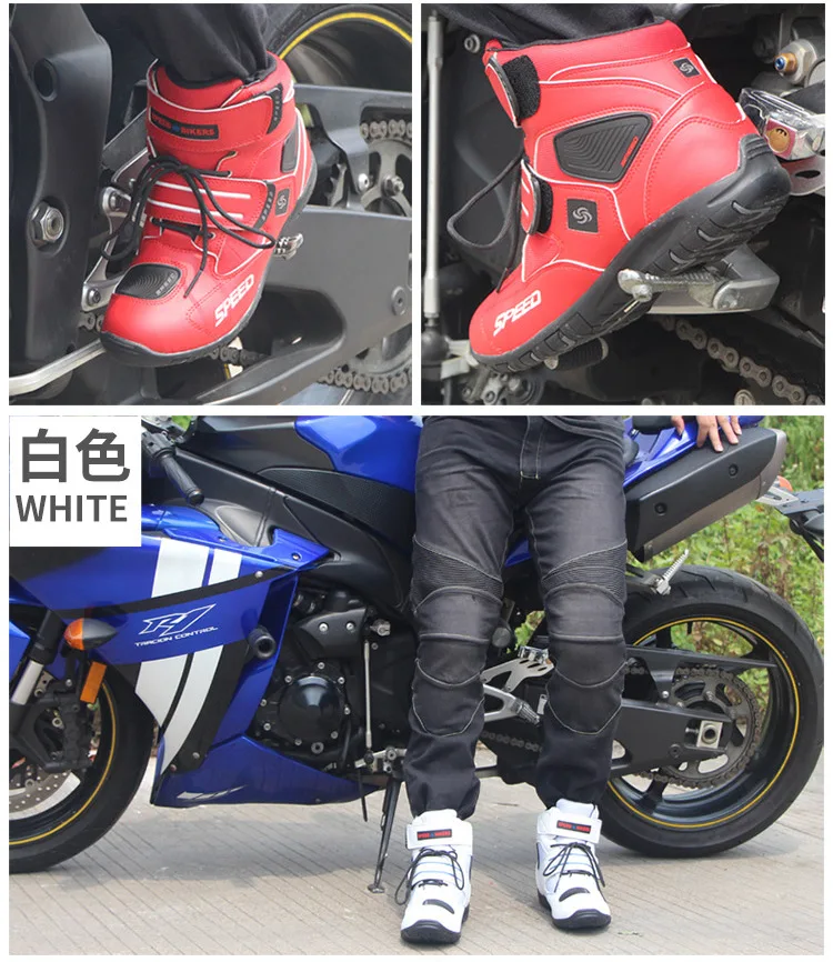 Ботинки в байкерском стиле; высокие гоночные ботинки; байкерские кожаные ботинки для мотокросса; мотоциклетные ботинки для верховой езды; обувь для женщин и мужчин