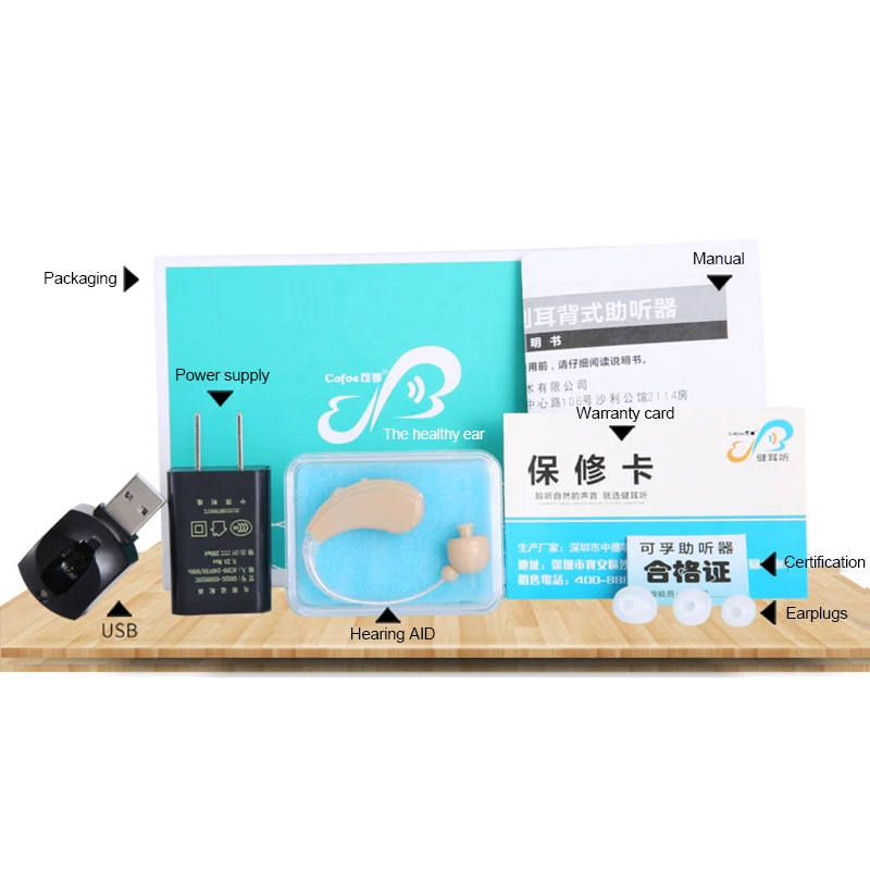 Cofoe BTE Hearing Aids Digital Deaf-aid Wireless Hearing Amplifier Mini Hearing Aid Apparatus for the Elderly Disability