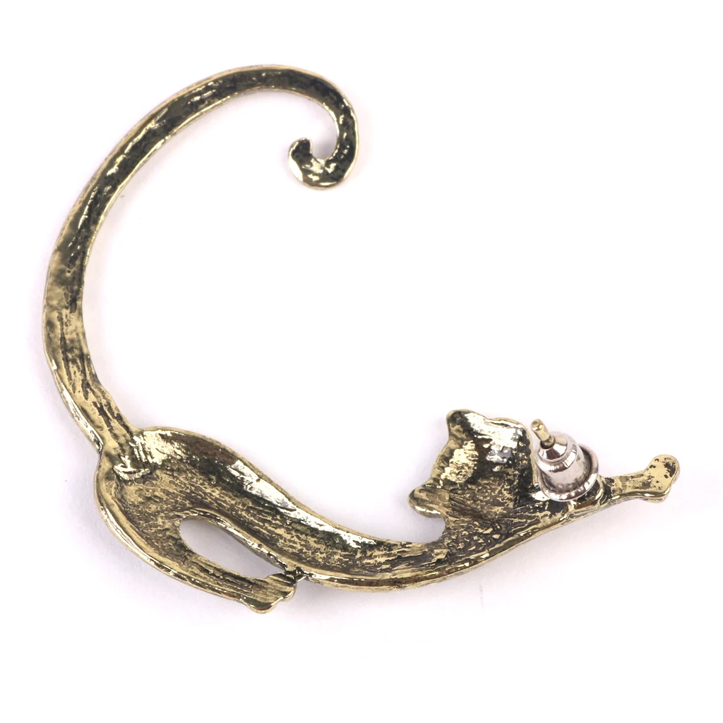 Phenovo 1pc Fashion Design Punk Gothic Alloy Long Tail Cat Earring Single Charm Ear Stud for Men Women Earrings Jewelry Party