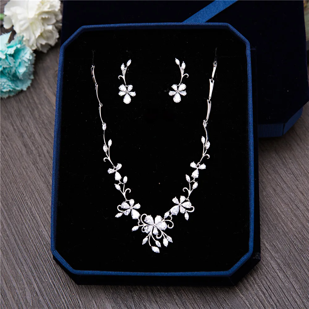 Романтические Ювелирные наборы с кубическим цирконием для женщин свадьбы юбилея