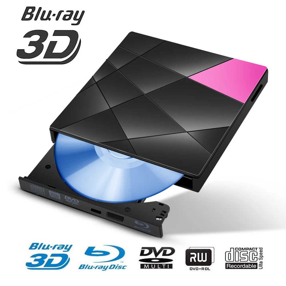 Внешний Blu-Ray привод USB 3,0 и type-C внешний BD/CD/DVD горелки Привод ультра-тонкий CD/DVD-RW горелки Писатель проигрыватель оптический привод внешний оптический привод blu ray