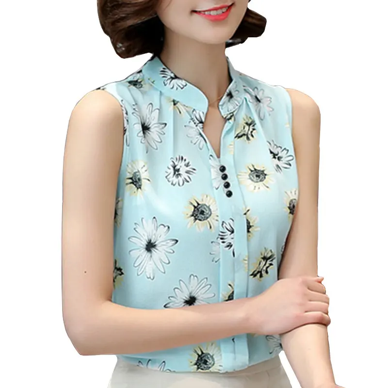 2017 summer New casual solid women Chiffon Shirt Female