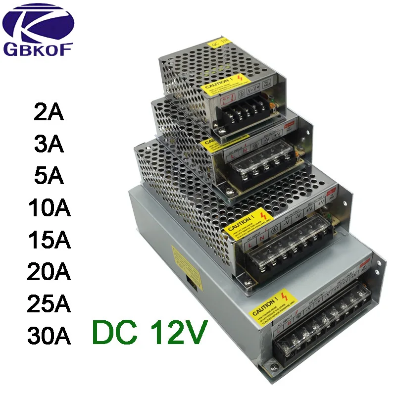 DC 12V Питание освещения Трансформатор переключатель для Светодиодный полоски адаптер переменного тока 220V DC 2A 3A 5A 6.5A 10A 15A 20A 25A 30A 33A