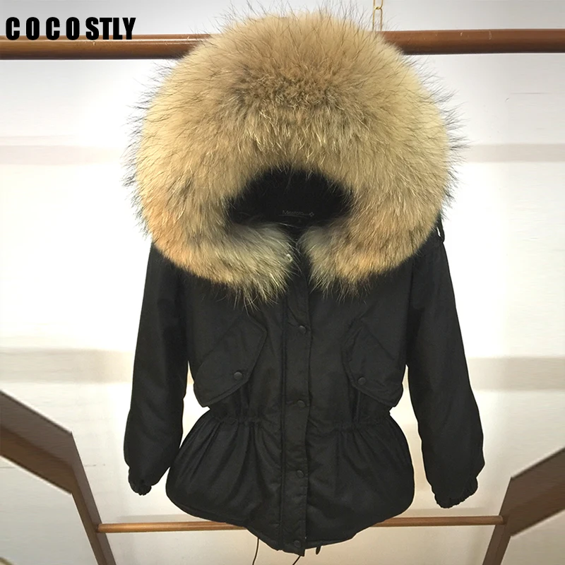 

fur coat parkas winter coat women parka jackets big real raccoon fur collar natural fur outerwear manteau femme hiver