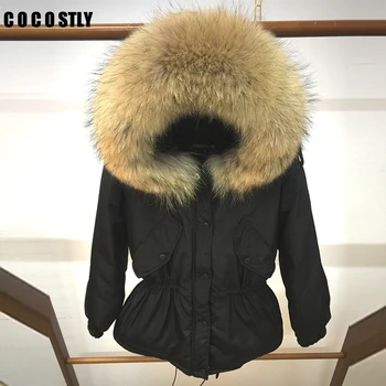 

fur coat parkas winter coat women parka jackets big real raccoon fur collar natural fur outerwear manteau femme hiver