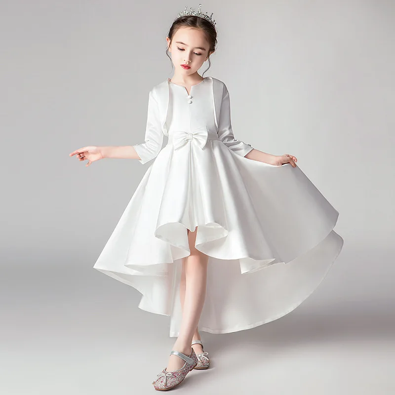 Плотные теплые платья принцессы для свадебной вечеринки для девочек; Детские Вечерние Платья с цветочным рисунком для девочек; платья для дня рождения; vestidos - Цвет: white 1