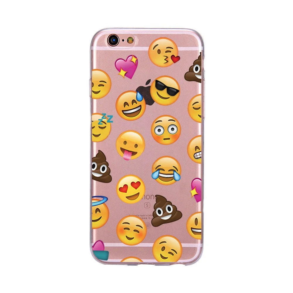 Słodkie Śmieszne Emoji Wyraz 5S Przypadku Telefonu Etui Do Iphone dla iphone 6 s 6 splus 7 7 plus Miękka TPU Przezroczysty Powrót pokrywa|case for iphone|phone casescase iphone 5s -