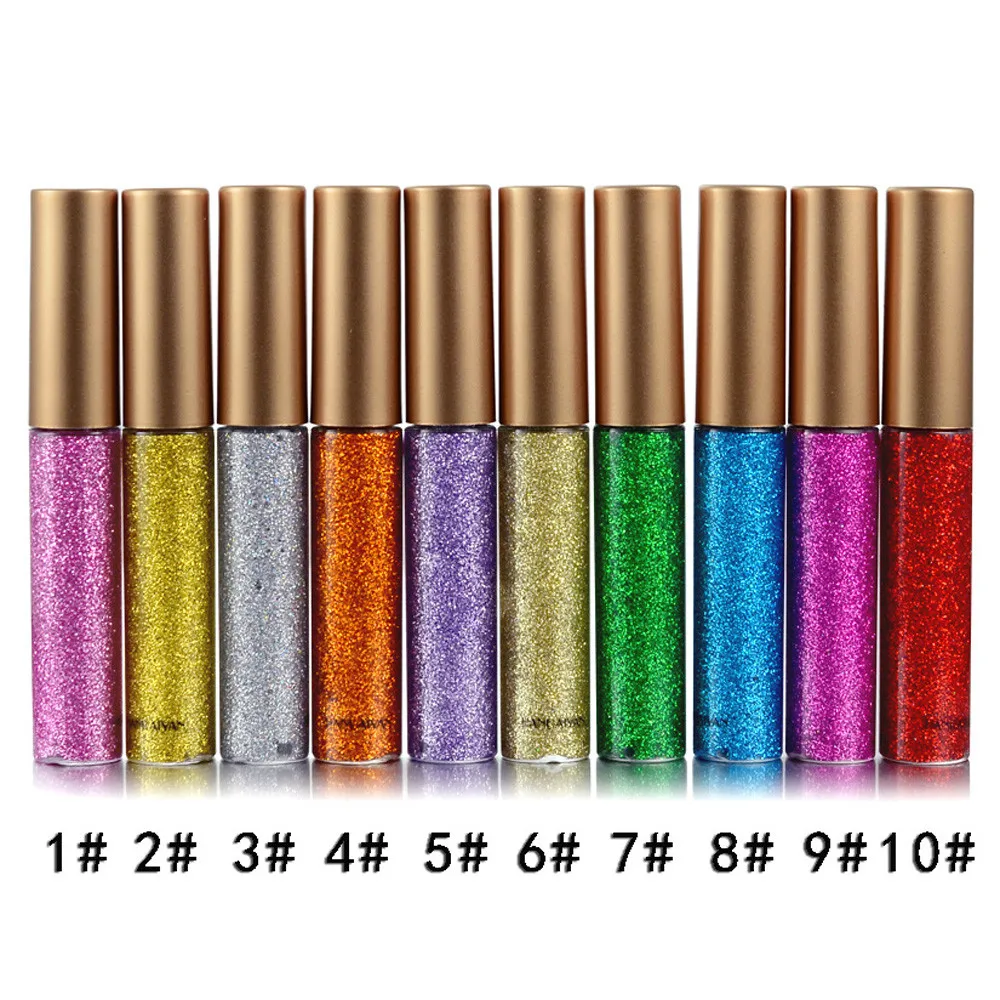 Модная обувь на каблуке 10 шт Металлический Блестящий Smoky Eyes тени для век водоустойчивые, блестящие жидкая подводка для глаз набор для макияжа бровей, Прямая