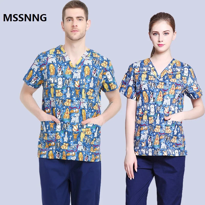 

Free Shipping Resistant to Rinsing Unisex Spandex Scrubs Beauty Centre Clinical Medical Uniforms Nurse Suit Medical Scrubs TOP