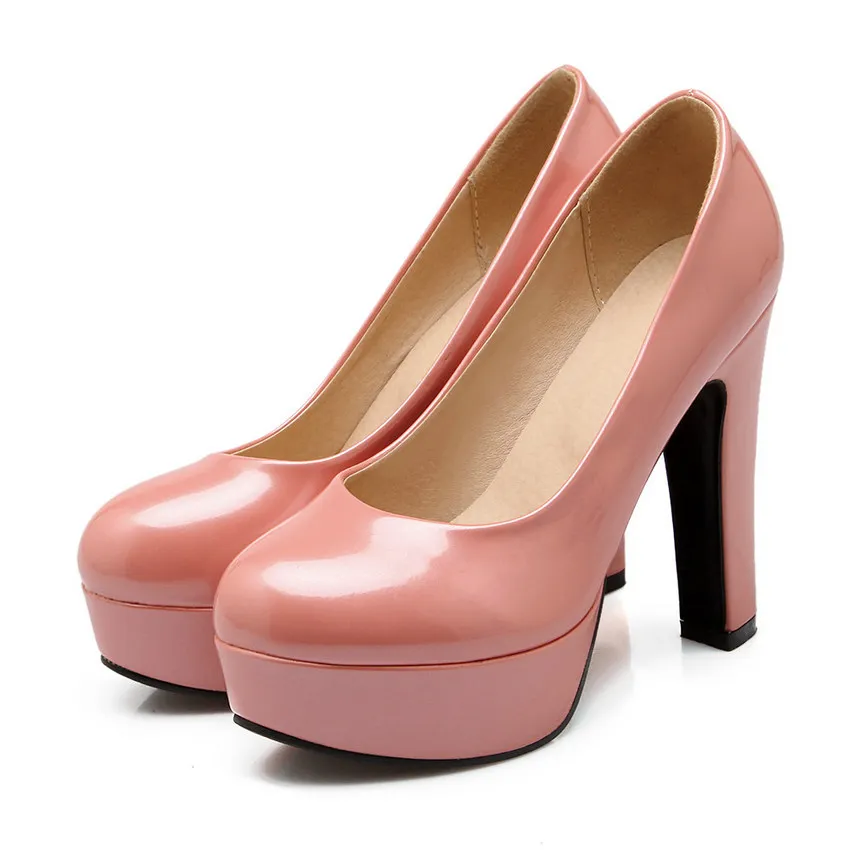 QUTAA/ женские туфли-лодочки женская обувь женские туфли-лодочки из искусственной кожи на платформе и высоком квадратном каблуке Элегантные повседневные сексуальные женские туфли размер 34-43