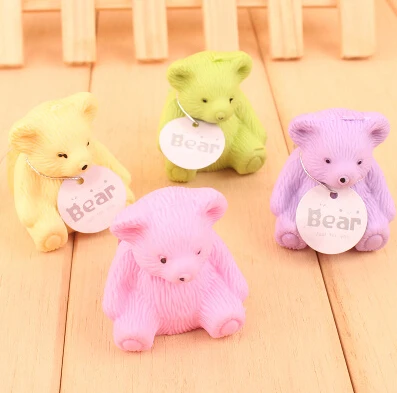 

Cute Bear Eraser with pencil sharpener function Kawaii School Eraser Stationery Animal Eraser Collection 8 pieces per lot