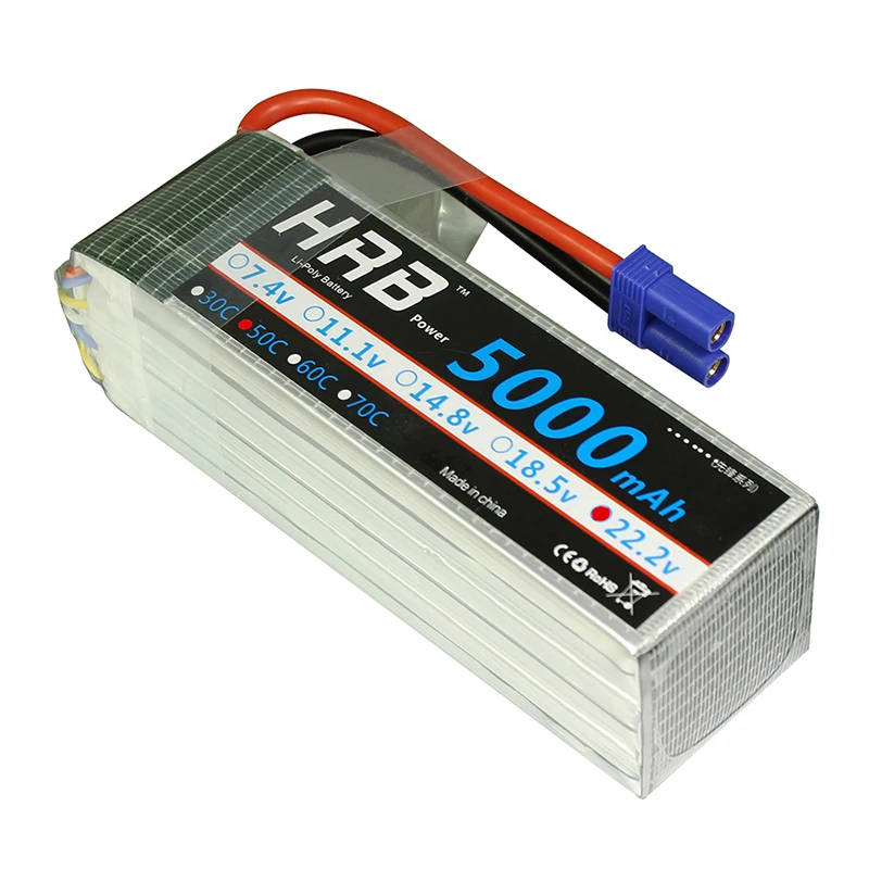 HRB 2S 3S 4S Lipo батарея 7,4 V 11,1 V 5000mah XT60 50C Deans EC5 TRX T 5S 6S 14,8 V 18,5 V 22,2 V RC запчасти для осевых самолетов автомобилей