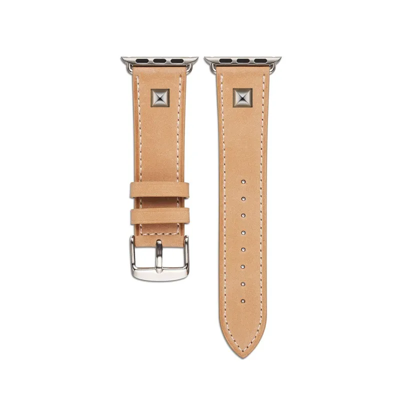 Новое поступление, ремешок из натуральной кожи для часов Apple Watch Series 1 2 3, прямоугольный ремень с заклепками для мм браслета iWatch 42 мм 38 мм
