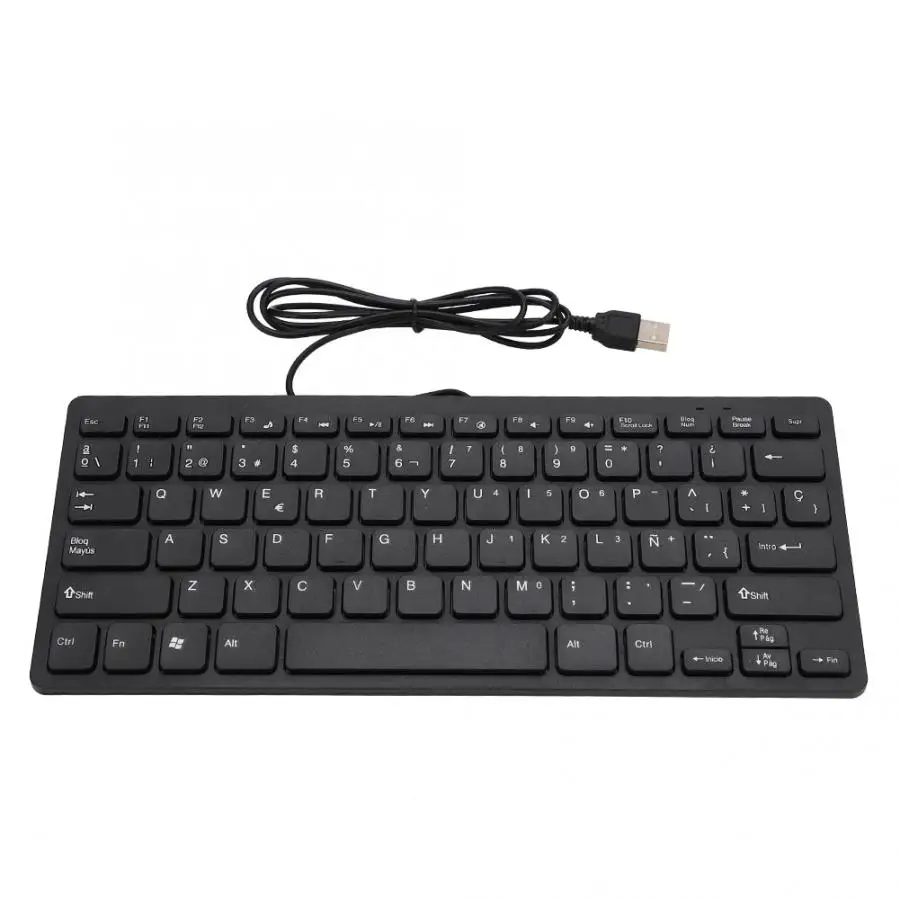 Ультра-тонкая испанская промышленная Бесшумная клавиатура с 78 клавишами, Проводная Мини Портативная бизнес-клавиатура, USB для настольного ноутбука, компьютера