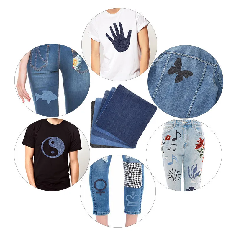 Bulk 20pcs Denim Transfers Cloth Patch Iron-on Press Stickers for Families Cool Clothes Patches DIY Washable Appliques for Women (6)